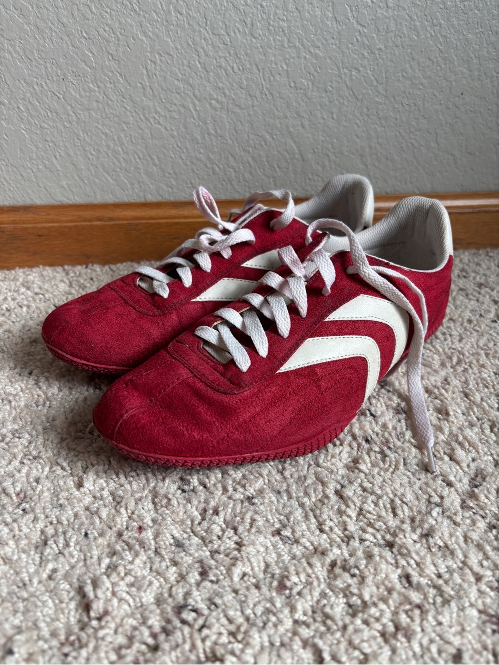Graceland Red Suede Lace-Up Sneakers with White Accents women’s 39